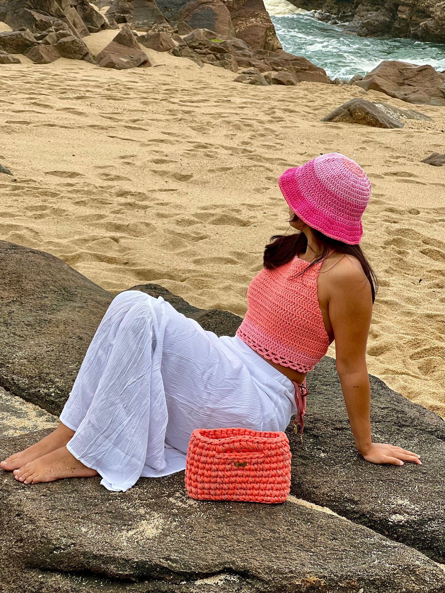 Pink Ombré Cotton Crop Top