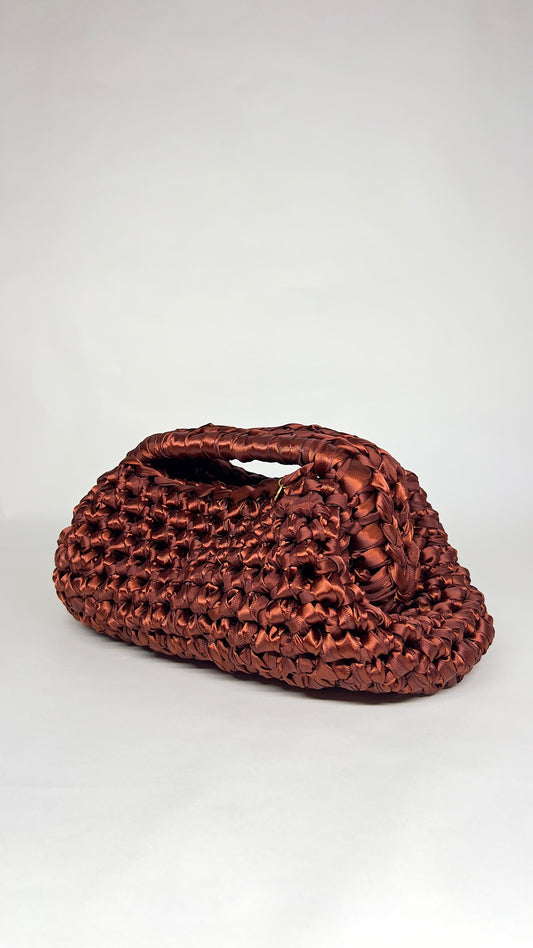 Clutch Satin Party Bag | Copper Brown