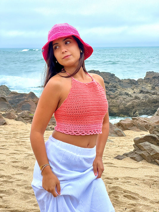 Pink Ombré Cotton Crop Top